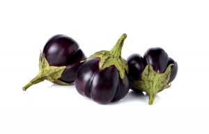 eggplant with stem on white background